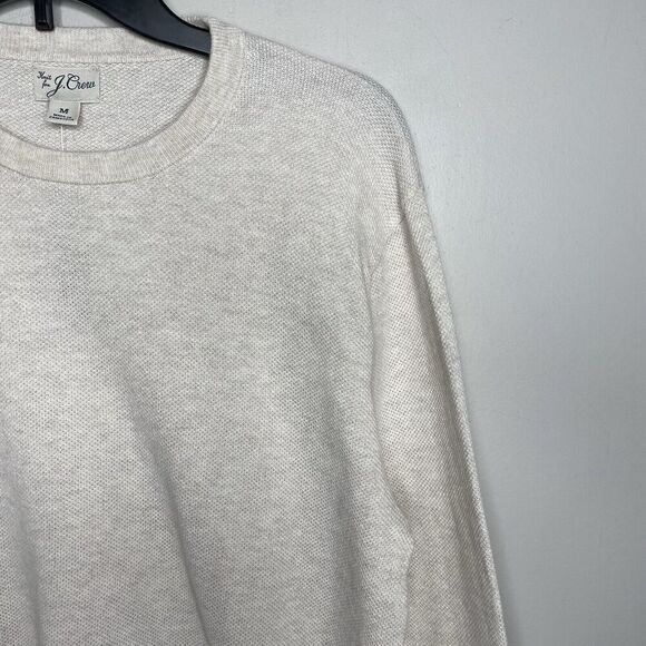 J.CREW Sweater Men Medium Cotton Pique Pullover NEW Beige Crewneck BM043 - Picture 2 of 15